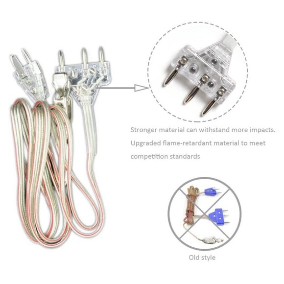 Three WOT Fencing Sabre Body Cord, Two-pin Plug Clear Wire (Set of 2) - New - Picture 3 of 6